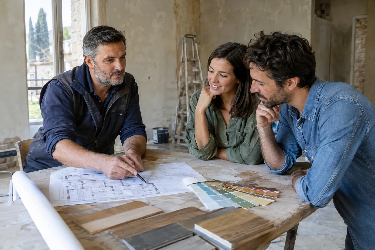 L’étude du projet : plans, échantillons et explications données au couple